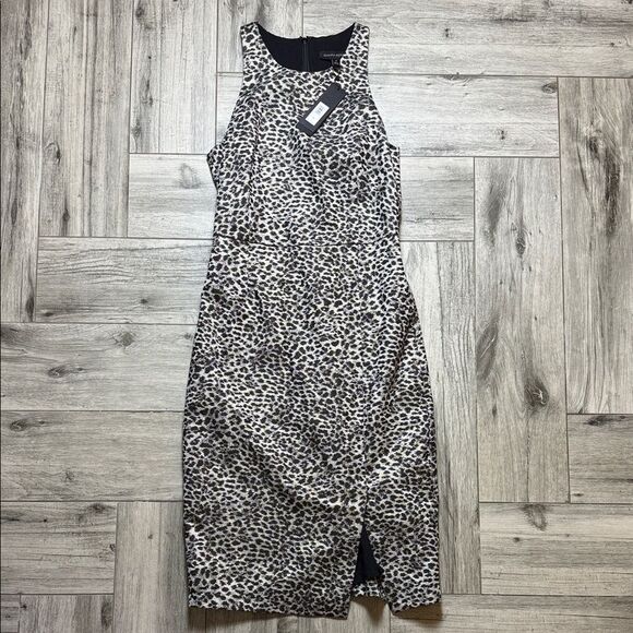 Banana Republic Animal Print Midi Dress - Black and White Size 6 - Picture 1 of 14